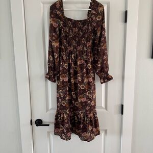 Black Tape Floral Smocked Lace Dress